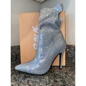 Public Desire Calf Length Silver direct silver sequin 5 Size 7 NWT